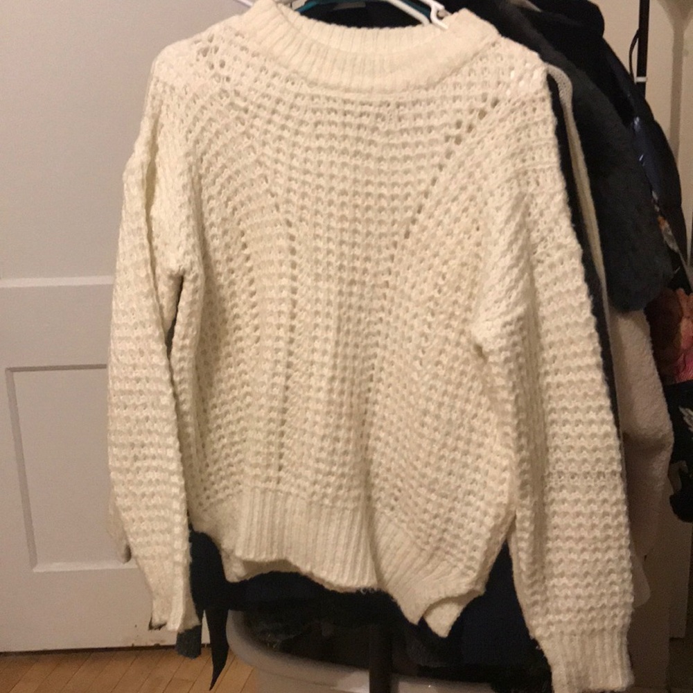 oversized waffle sweater mock neck